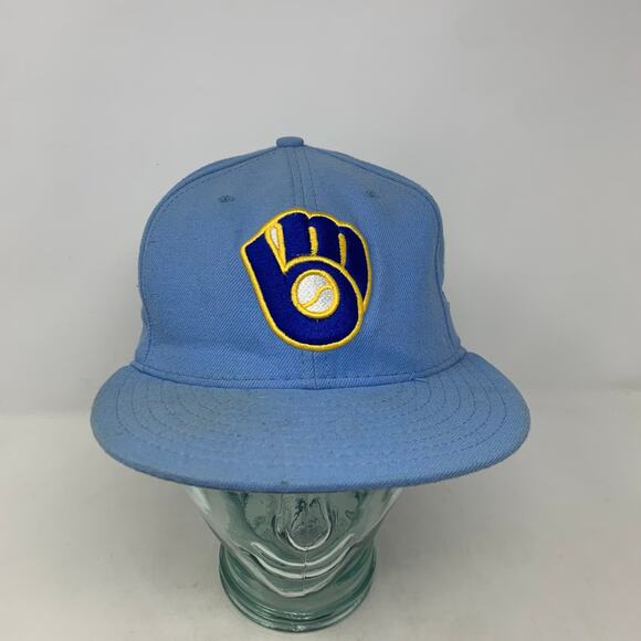New Era 90s Cooperstown Collection Milwaukee Brewers Fitted Hat 7 1/8 - Picture 2 of 7